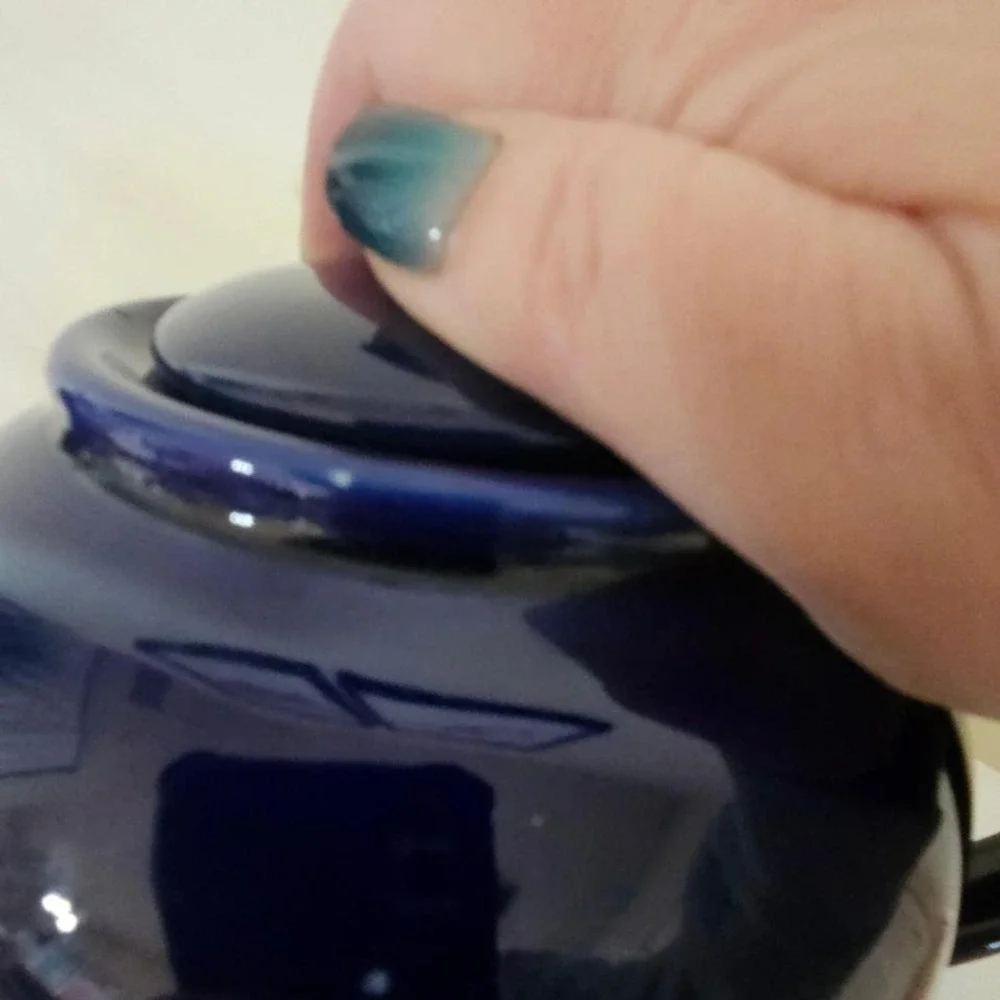 Vintage Cobalt Blue Ceramic Teapot